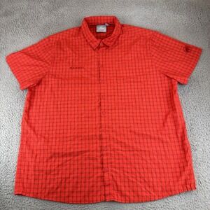 Mammut‎ Lenni Short Sleeve Button Up Shirt Mens 2XL Red Plaid Lightweight-EUC